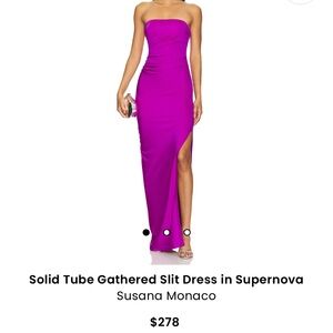 Susana Monaco solid Tube gathered slit dress in supernova from revolve